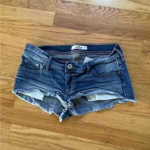 Hollister Blue Jean Shorts Distressed Frayed Hem